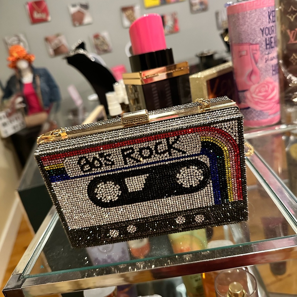 Cassette Tape Rhinestone Clutch
